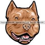 Pit Bull Terrier Dog Breed Head Color ClipArt SVG