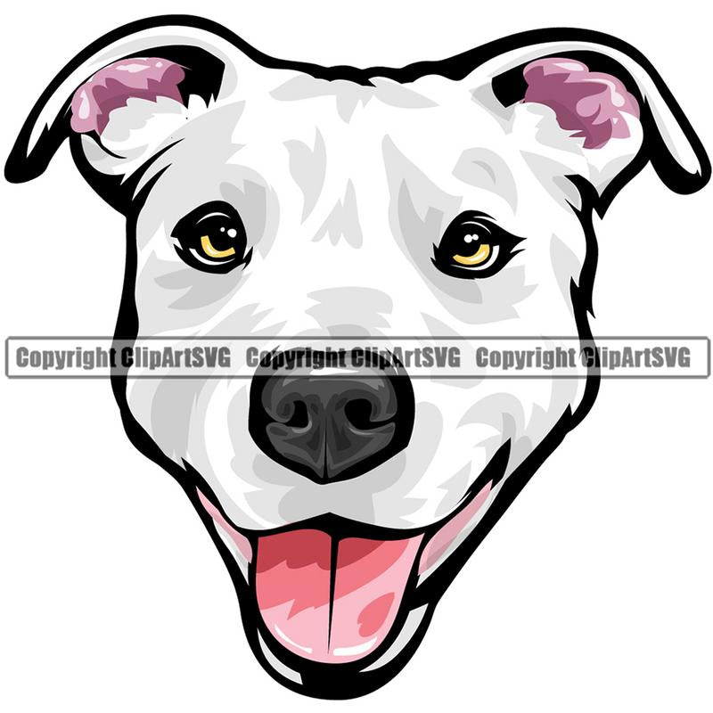Pit Bull Terrier Dog Breed Head Color ClipArt SVG