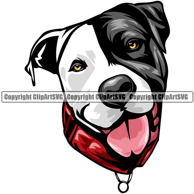 Pit Bull Terrier Dog Breed Head Color ClipArt SVG