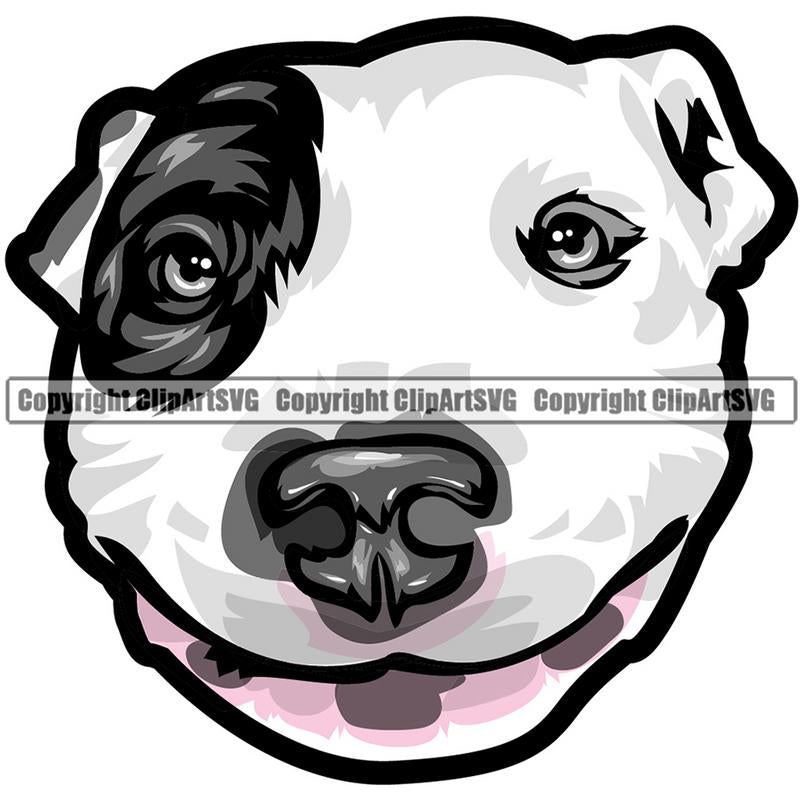 Pit Bull Terrier Dog Breed Head Color ClipArt SVG