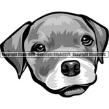 Pit Bull Terrier Dog Breed Head Color ClipArt SVG