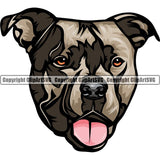Pit Bull Terrier Dog Breed Head Color ClipArt SVG
