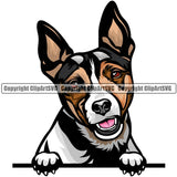 Rat Terrier Dog Breed Peeking Color ClipArt SVG