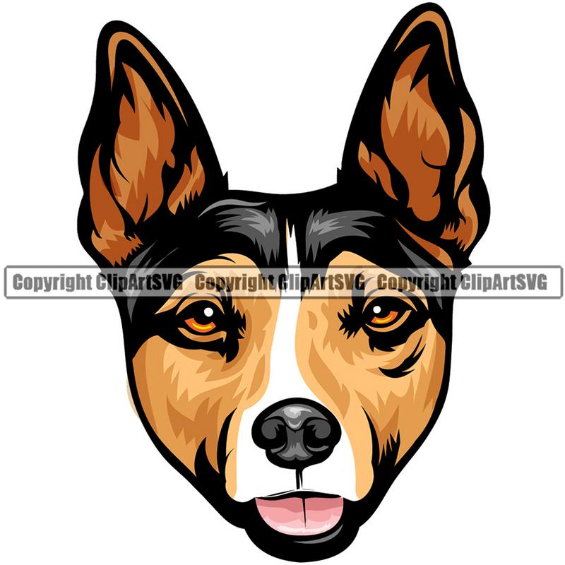 Rat Terrier Dog Breed Head Color ClipArt SVG