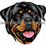 Rottweiler Dog Head Color ClipArt SVG