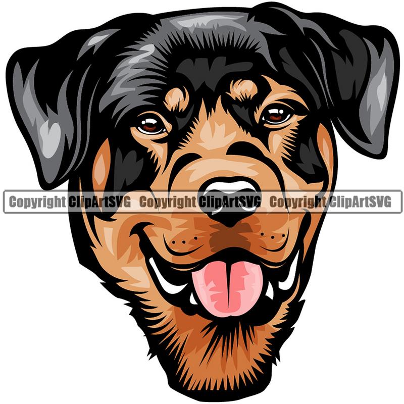 Rottweiler Dog Breed Head Color ClipArt SVG