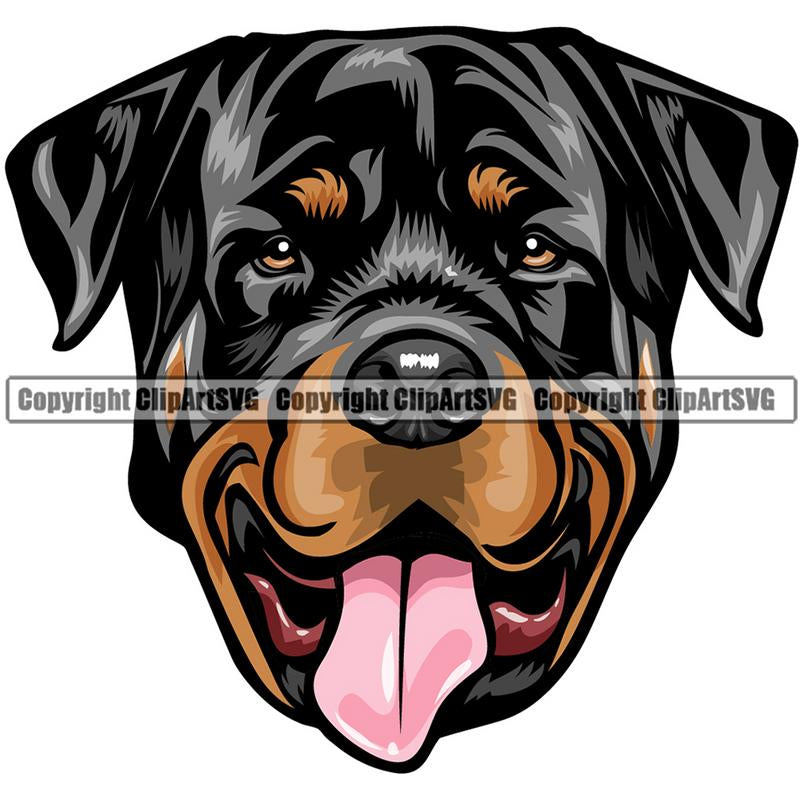 Rottweiler Dog Breed Head Color ClipArt SVG