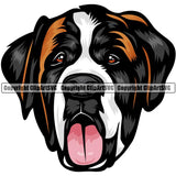Saint Bernard Dog Breed Head Color ClipArt SVG