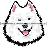 Samoyed Dog Breed Head Color ClipArt SVG