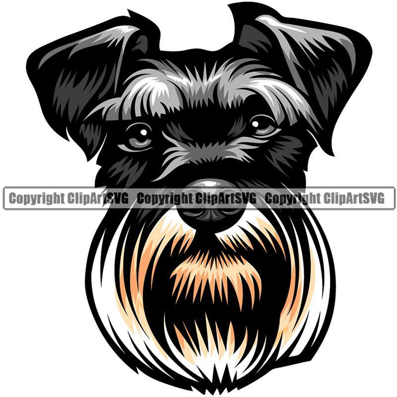 Schnauzer Dog Breed Head Color ClipArt SVG