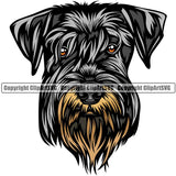 Schnauzer Dog Breed Head Color ClipArt SVG