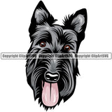 Scottish Terrier Dog Breed Head Color ClipArt SVG