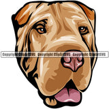 Shar Pei Dog Breed Head Color ClipArt SVG