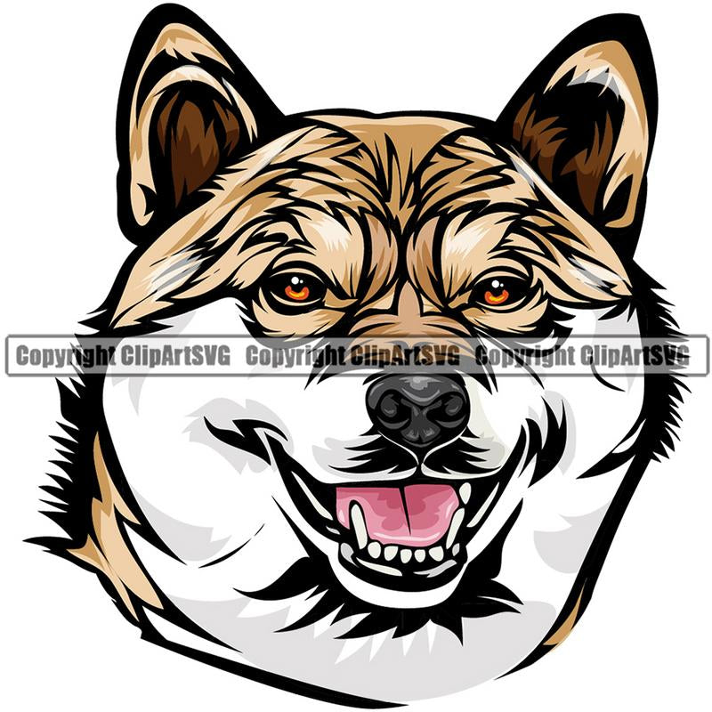Shiba Inu Dog Breed Head Color ClipArt SVG