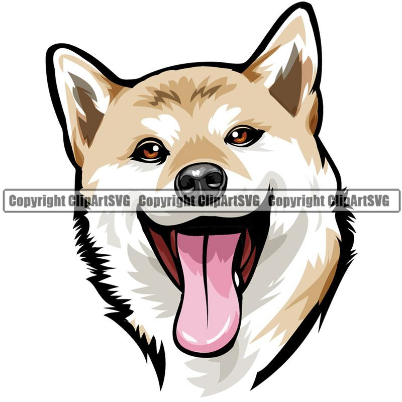 Shiba Inu Dog Breed Head Color ClipArt SVG