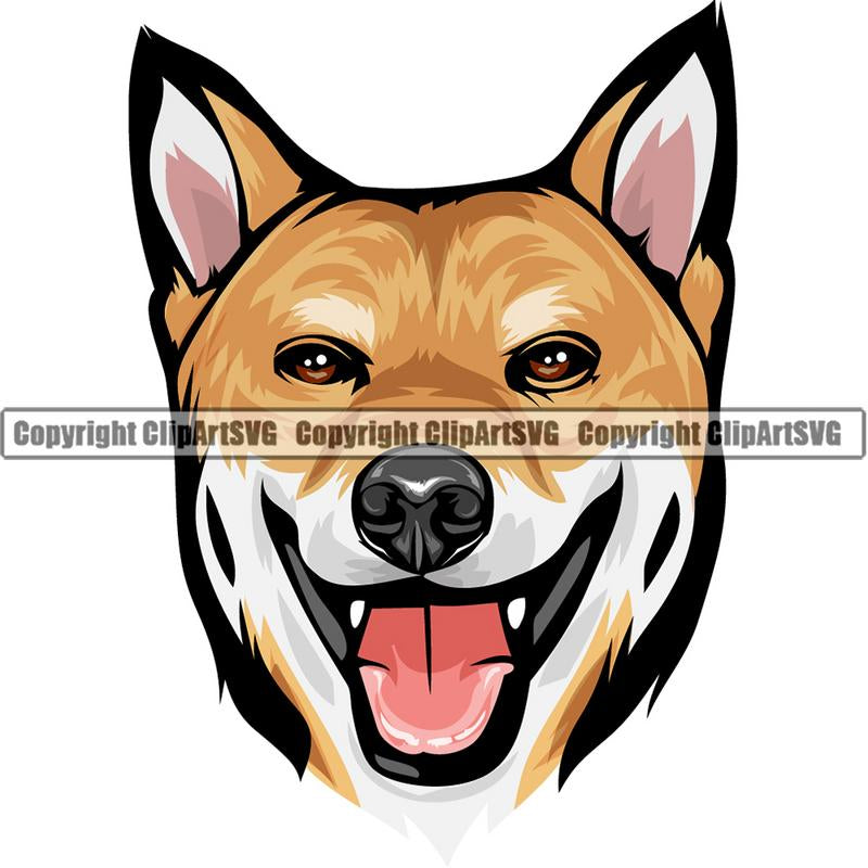 Shiba Inu Dog Breed Head Color ClipArt SVG