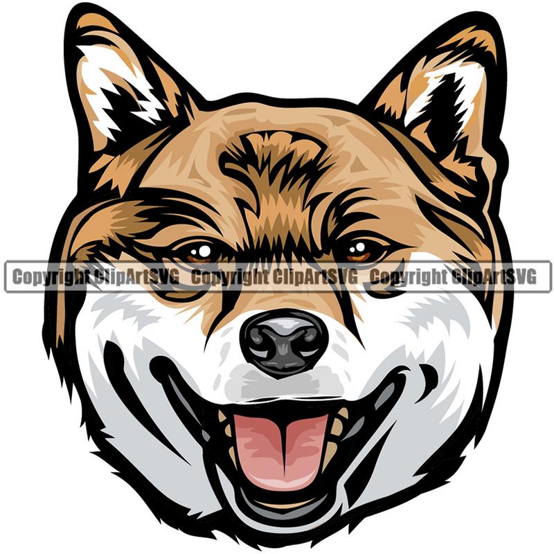 Shiba Inu Dog Breed Head Color ClipArt SVG
