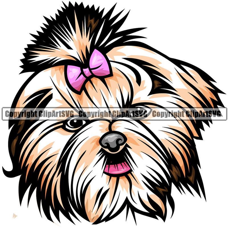 Shih Tzu Dog Breed Head Color ClipArt SVG