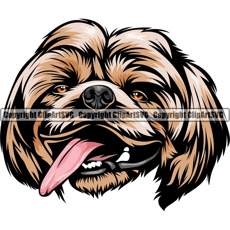Shih Tzu Dog Breed Head Color ClipArt SVG