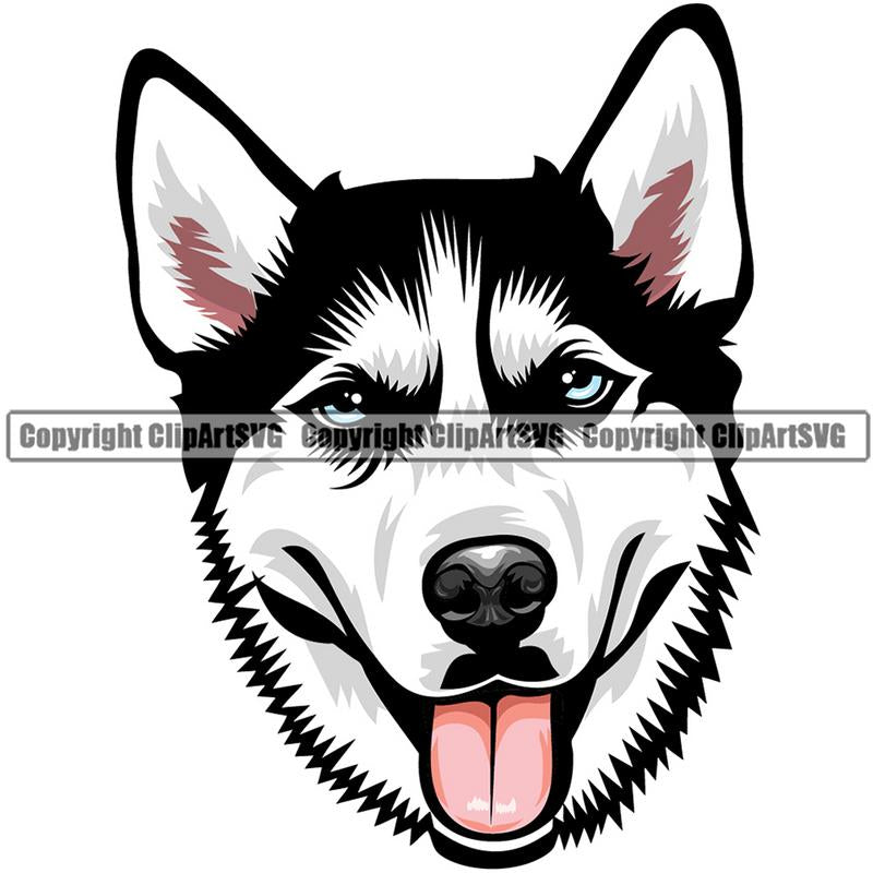 Siberian Husky Dog Breed Head Color ClipArt SVG
