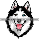 Siberian Husky Dog Breed Head Color ClipArt SVG