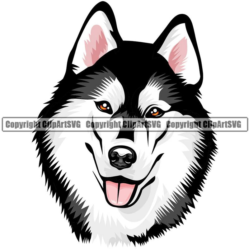 Siberian Husky Dog Breed Head Color ClipArt SVG