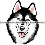 Siberian Husky Dog Breed Head Color ClipArt SVG
