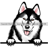 Siberian Husky Dog Breed Peeking Color ClipArt SVG