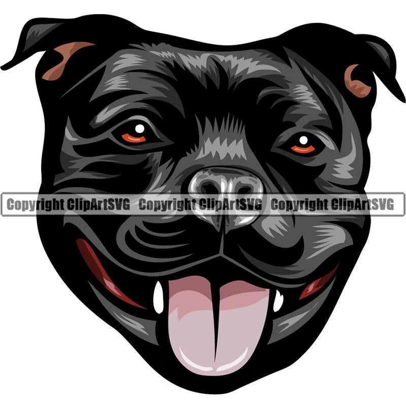 Stafforshire Bull Terrier Dog Breed Head Color ClipArt SVG