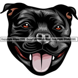 Stafforshire Bull Terrier Dog Breed Head Color ClipArt SVG