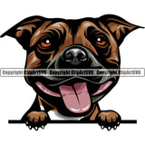 Stafforshire Bull Terrier Dog Breed Peeking Color ClipArt SVG