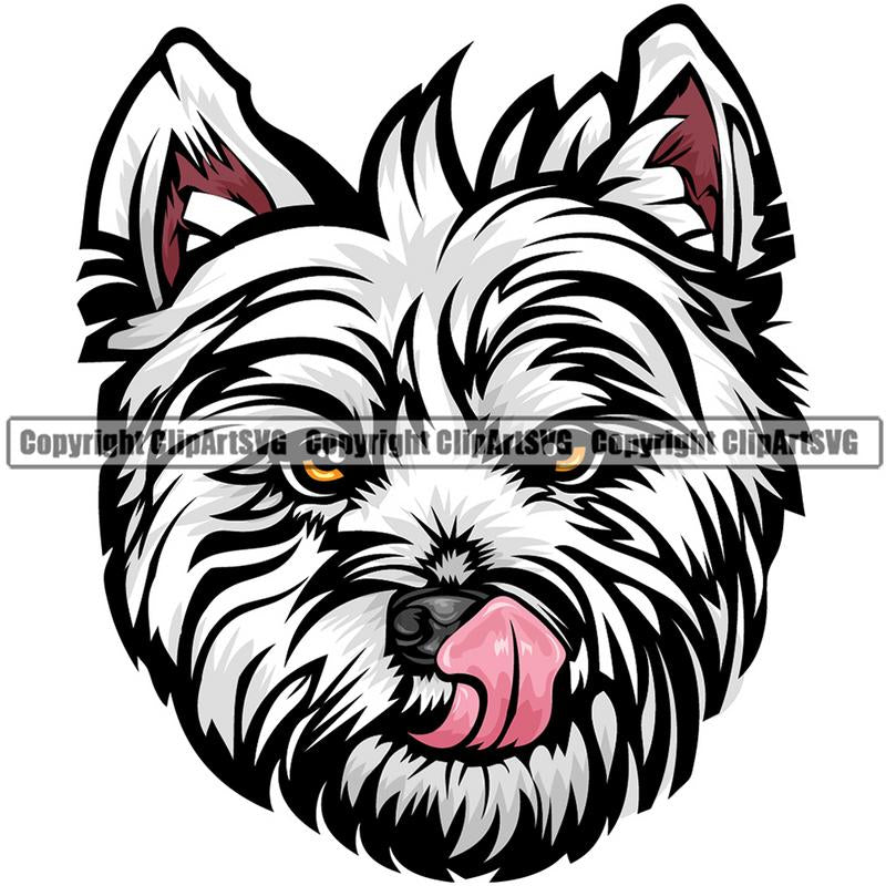 West Highland White Terrier Dog Breed Head Color ClipArt SVG