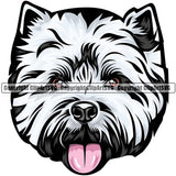 West Highland White Terrier Dog Breed Head Color ClipArt SVG