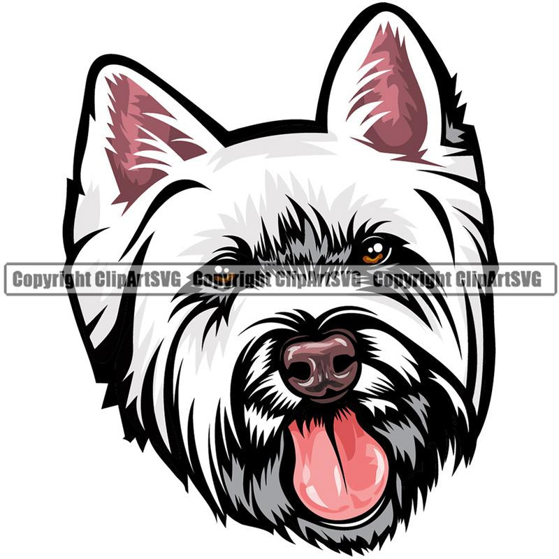 West Highland White Terrier Dog Breed Head Color ClipArt SVG