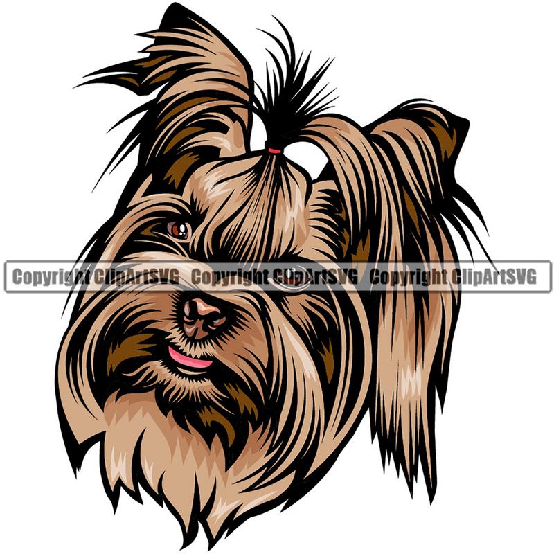 Yorkshire Terrier Yorkie Dog Breed Head Color ClipArt SVG