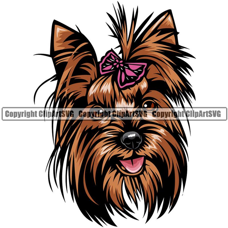 Yorkshire Terrier Yorkie Dog Breed Head Color ClipArt SVG