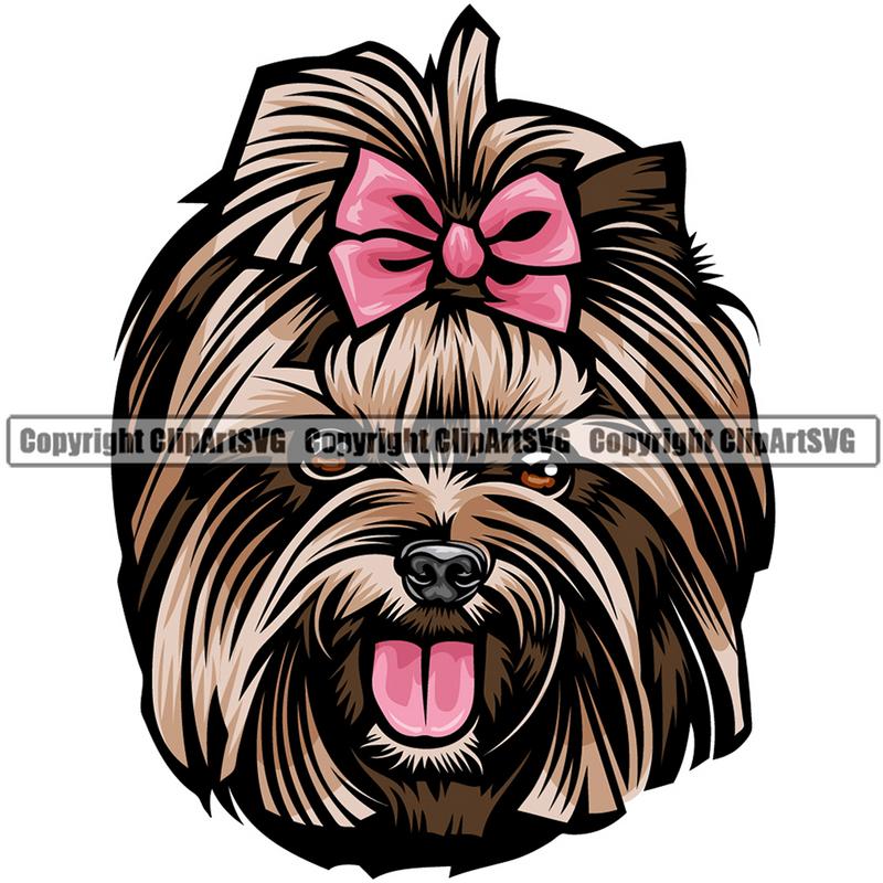 Yorkshire Terrier Yorkie Dog Breed Head Color ClipArt SVG