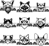 9 Cat Breed Peeking Top Selling Designs BUNDLE ClipArt SVG