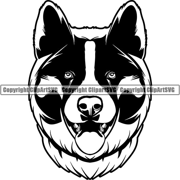 Akita Dog Breed Head Face ClipArt SVG