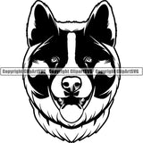 Akita Dog Breed Head Face ClipArt SVG