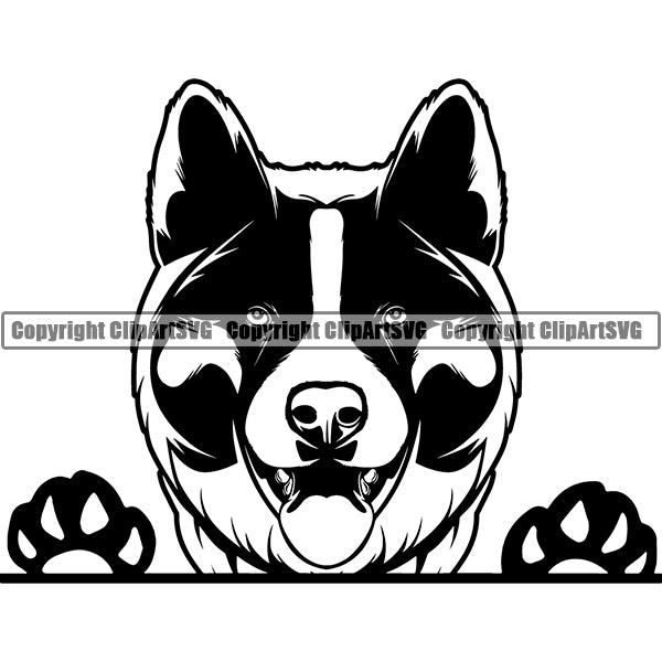 Akita Peeking Dog Breed ClipArt SVG