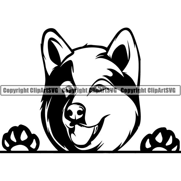 Alaskan Malamute Peeking Dog Breed ClipArt SVG
