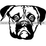 American Bulldog Dog Breed Head Face ClipArt SVG
