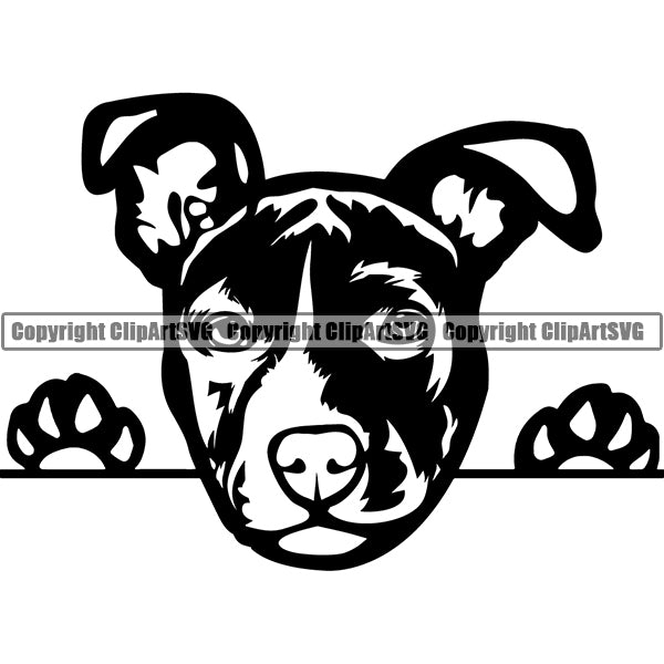 American Staffordshire Terrier Peeking Dog Breed ClipArt SVG