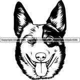 Australian Cattle Dog Breed Head Face ClipArt SVG