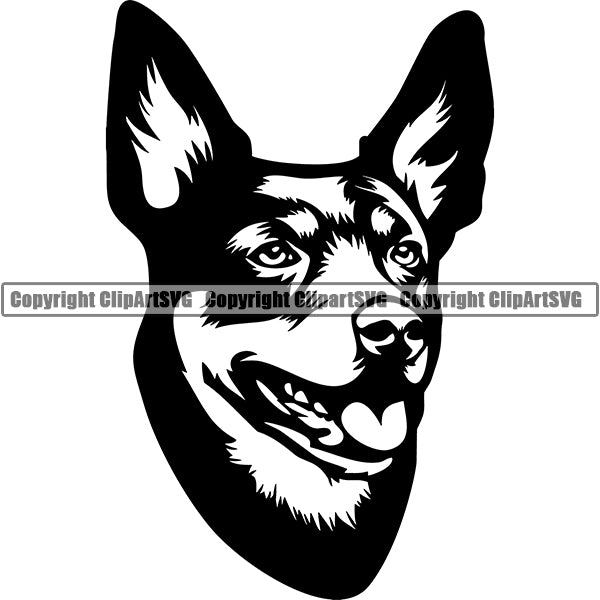Australian Kelpie Dog Breed Head Face ClipArt SVG