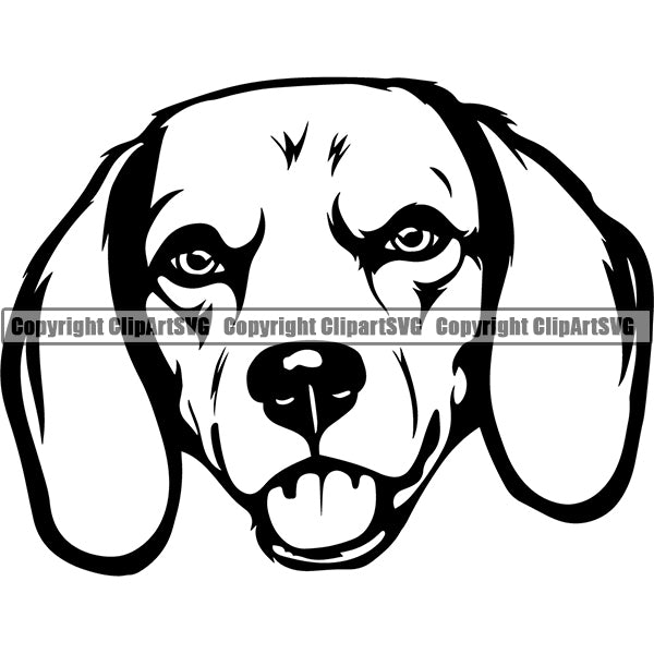 Beagle Dog Breed Head Face ClipArt SVG