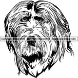 Bearded Collie Dog Breed Head Face ClipArt SVG