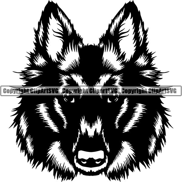 Belgian Shepherd Dog Breed Head Face ClipArt SVG