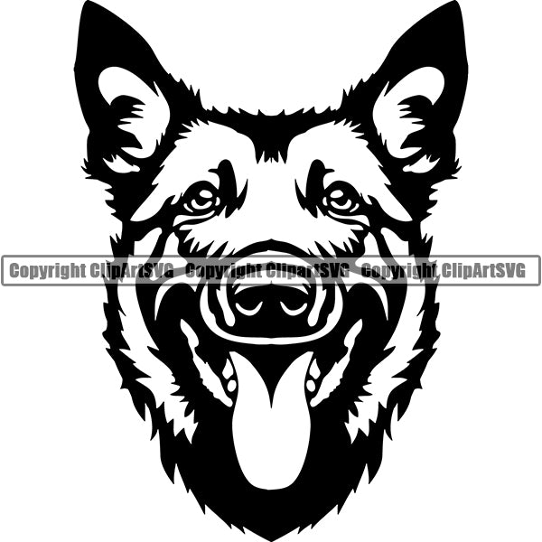 Belgian Shepherd Dog Breed Head Face ClipArt SVG